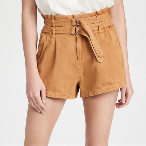 SEA New York Summer 2021 Rust 100% Cotton High Waist Belted Short - Picture 1 of 11